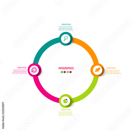 Modern data chart timeline infographic element template with bright color design vector