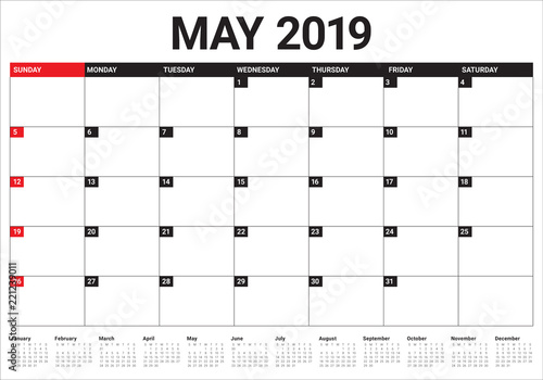 May 2019 desk calendar vector illustration