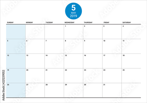 May 2019 desk calendar vector illustration