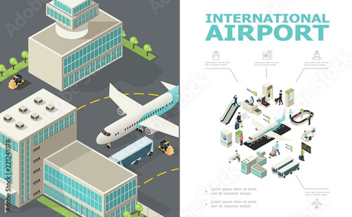 Isometric International Airport Composition