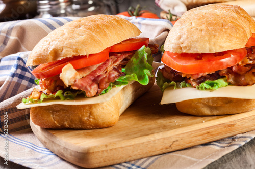 Ciabatta sandwich with smoked bacon and other