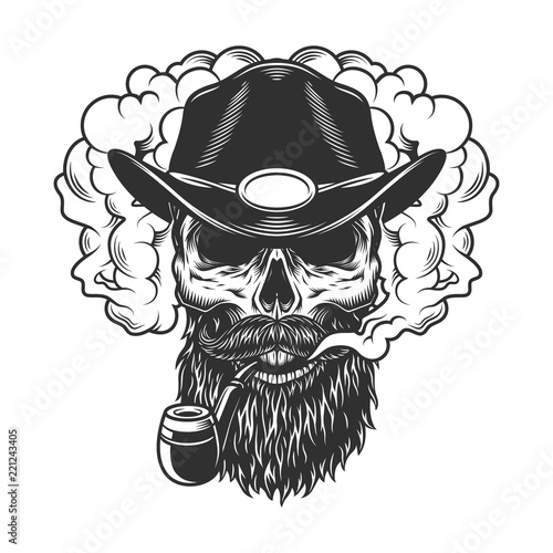 Skull in smoke cloud