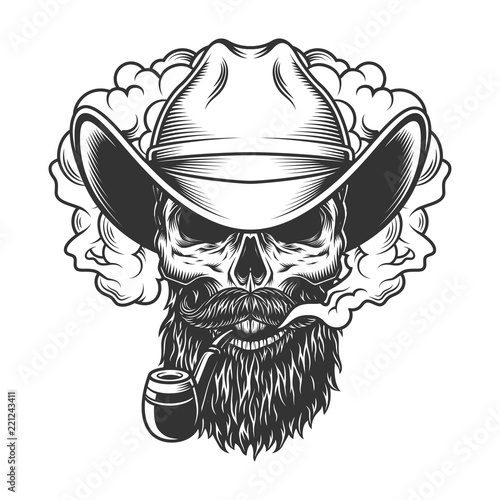 Skull in smoke cloud