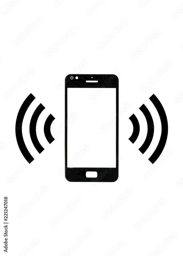 Handysymbol schwarzweiss weisser Grund mit Textfreiraum im Hochformat Handysymbol schwarzweiss weisser Grund mit Textfreiraum im Hochformat