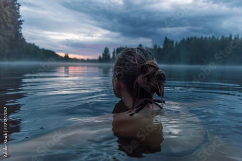 Canvas Print Swimming In The River