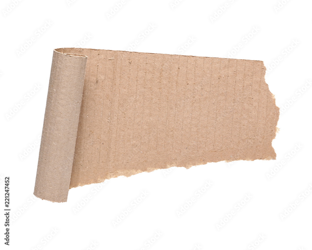 Cardboard scrap isolated on white background with clipping path, top view