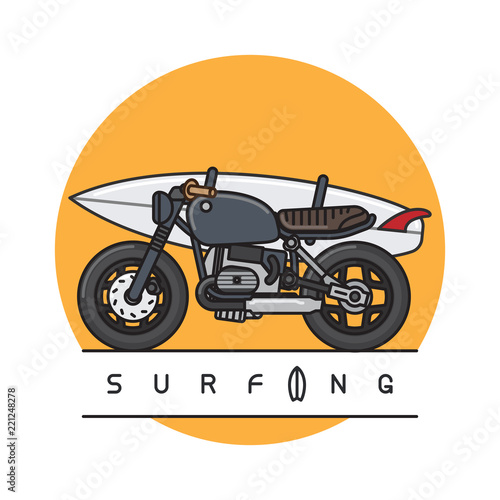 Motorbike with surfboard 