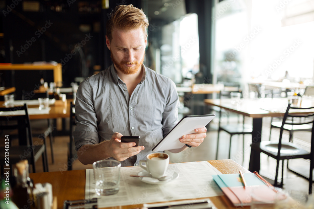 Businessman constantly working Businessman constantly working