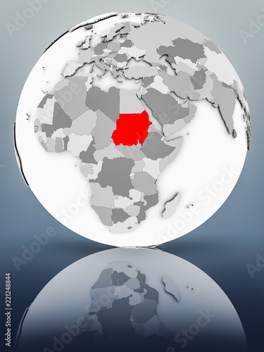 Sudan on political globe