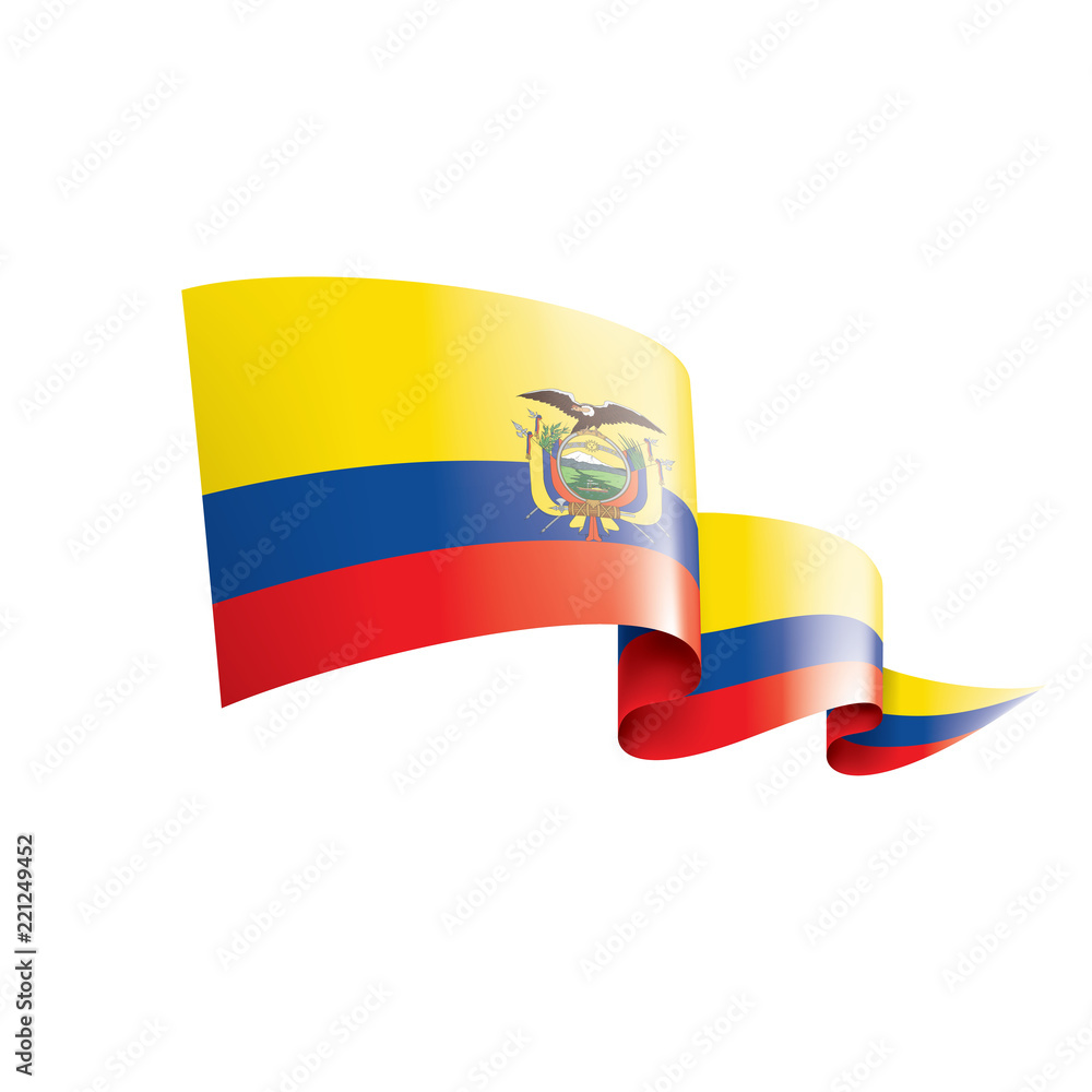Obraz premium Ecuador flag, vector illustration on a white background