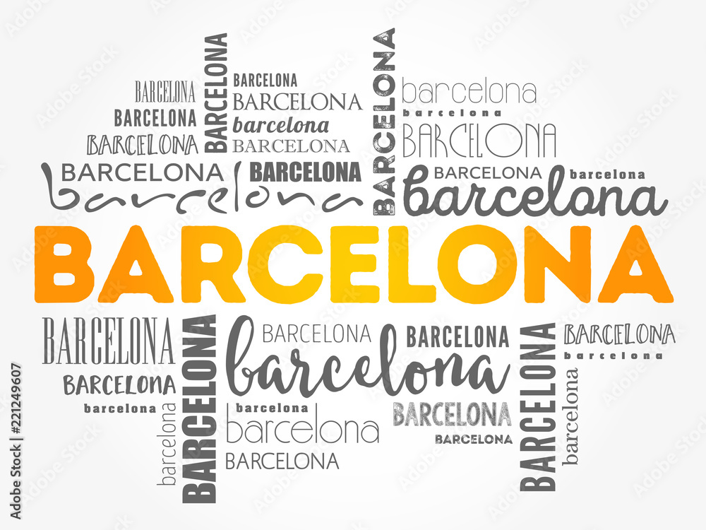 Fototapeta Barcelona wallpaper word cloud, travel concept background