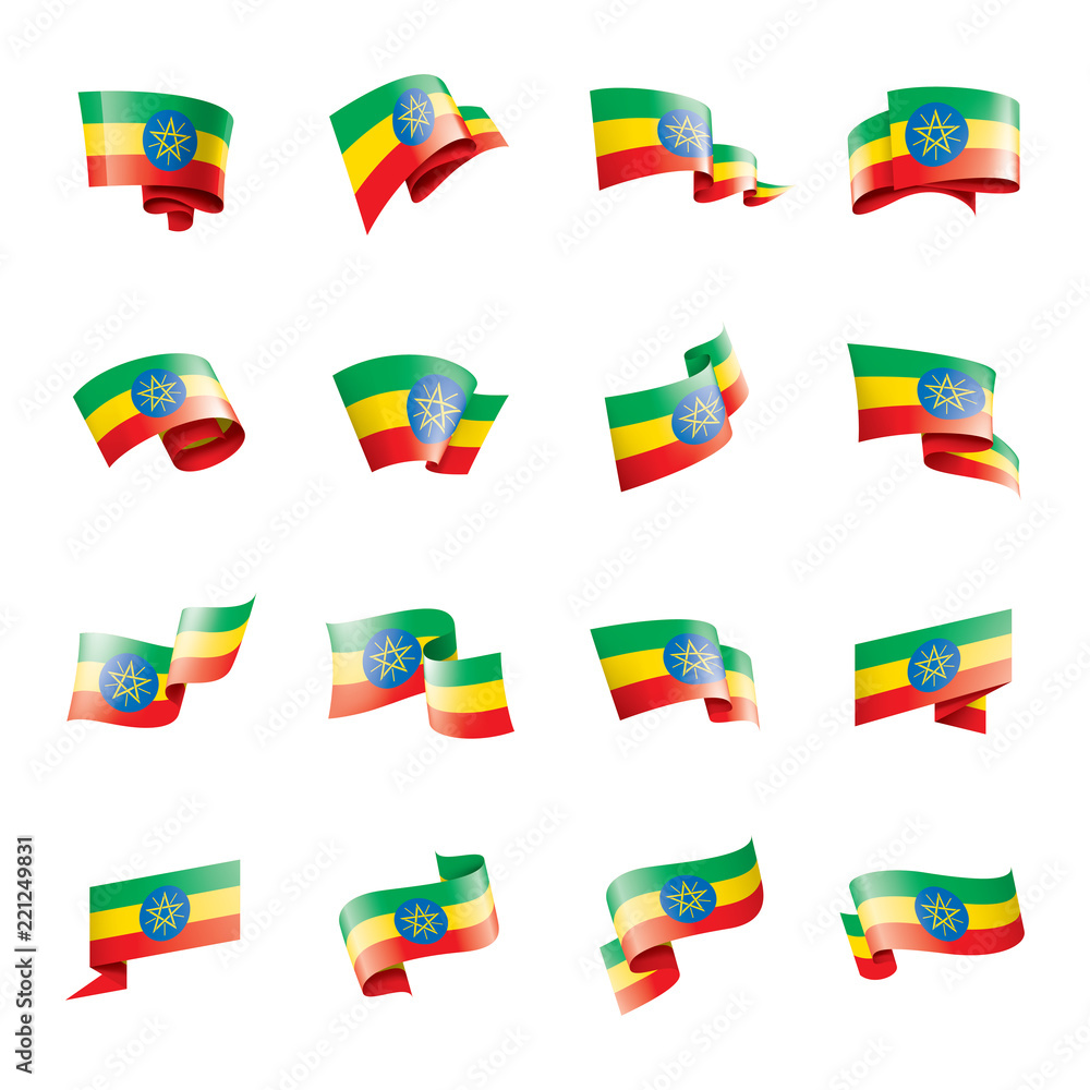 Ethiopia flag, vector illustration on a white background Ethiopia flag, vector illustration on a white background