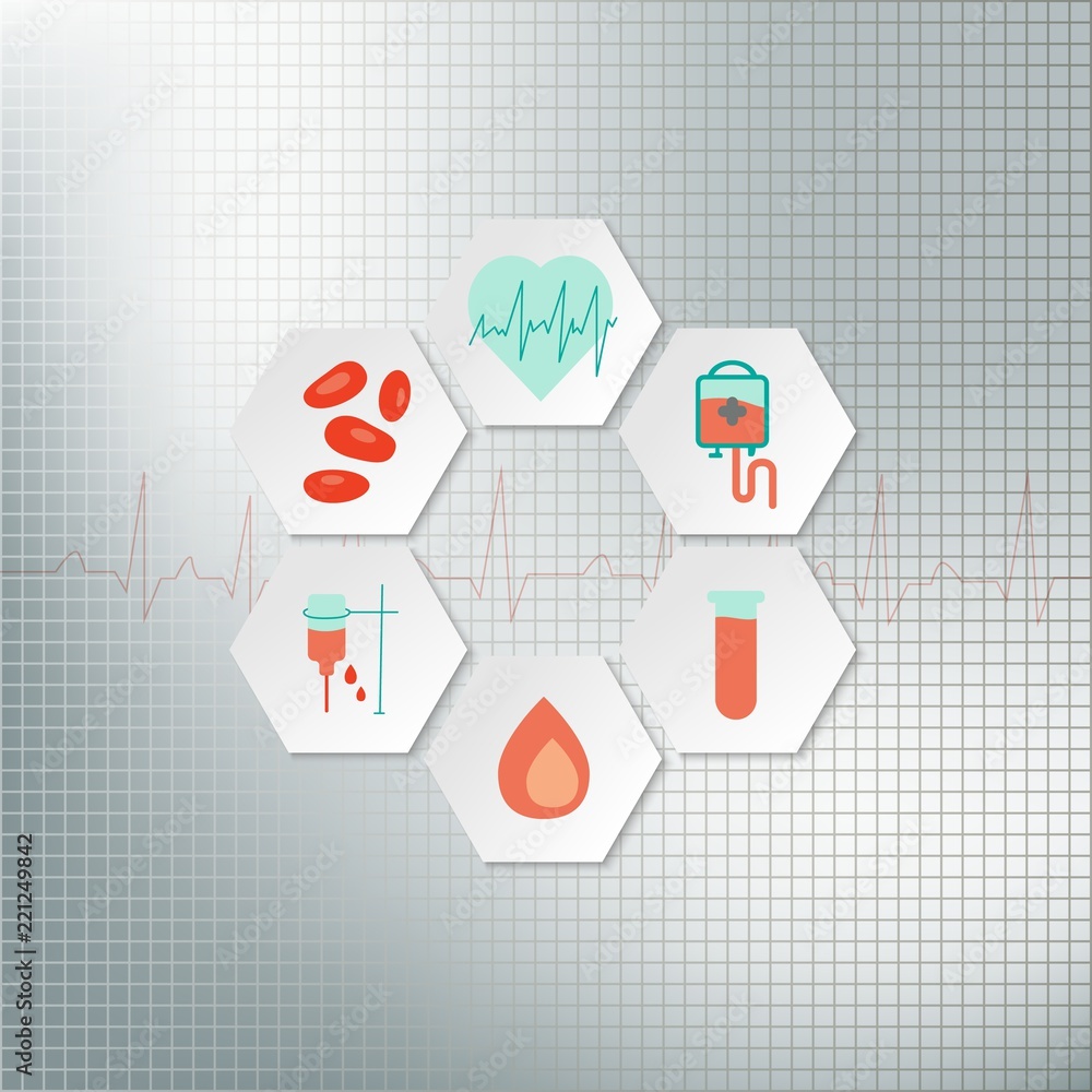 Banner with donor blood signs in flat style. Banner with donor blood signs in flat style.