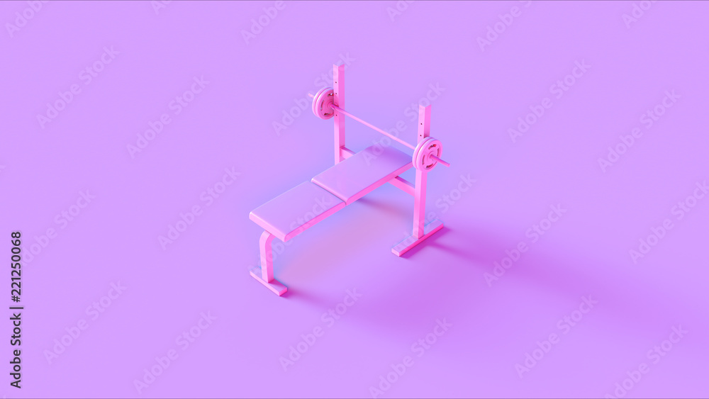 Pink Flat Weight Bench 3d illustration 3d rendering Pink Flat Weight Bench 3d illustration 3d rendering