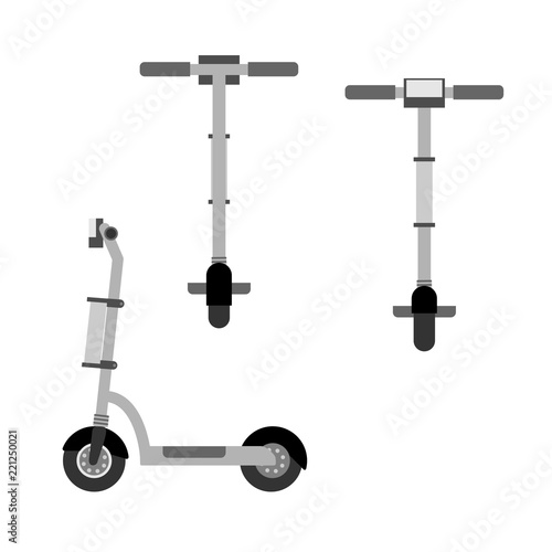 Electric scooter icons set in flat style.