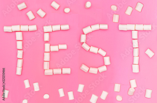 Marshmellow Test on pink background