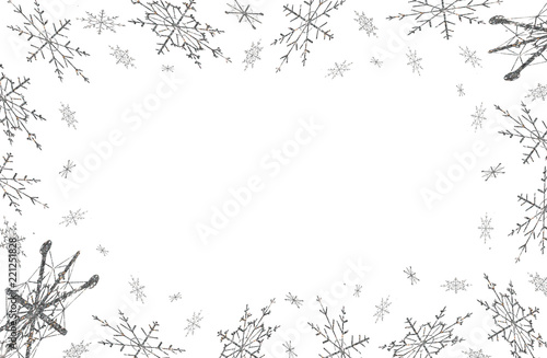 красивая иллюстрация блестящих снежинок на белом фоне 