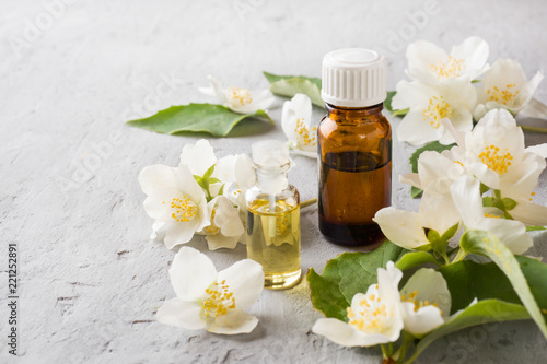 Jasmine oil. Aromatherapy with Jasmine oil and soap. Jasmine flower