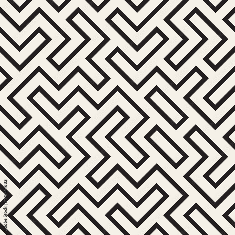 Irregular maze line lattice. Abstract geometric background design. Vector seamless pattern.