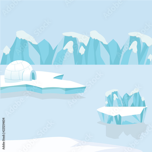 Arctic iceberg and mountains in the snow
