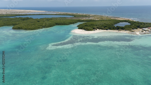 sea beach coast Bonaire island Caribbean sea aerial drone top view 
