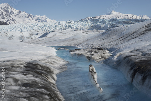 Glacial stream, Colony Glacier, Knik Valley, Anchorage, Alaska, USA photo