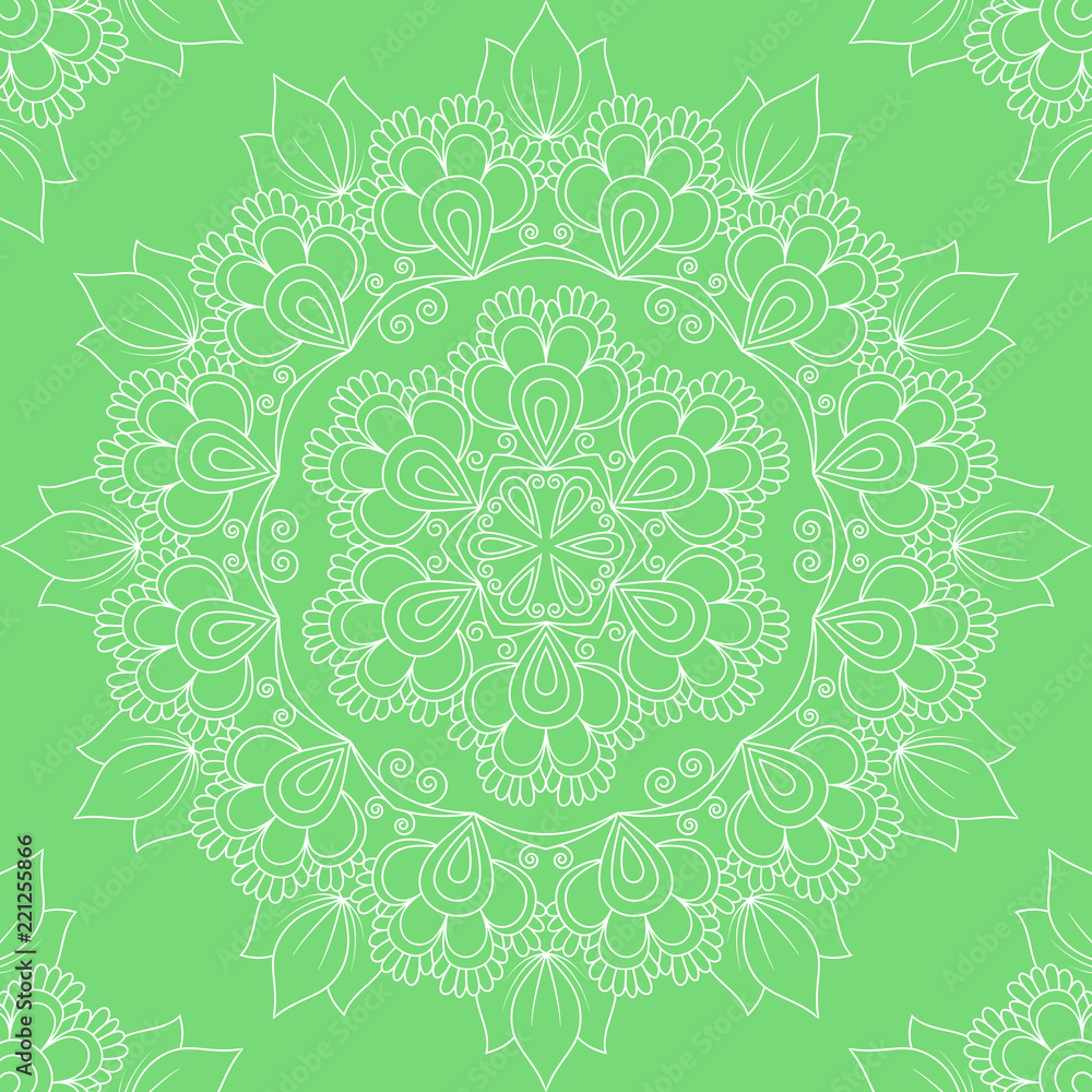 Seamless pattern with mandala ornament. Hand drawn vector illustration Seamless pattern with mandala ornament. Hand drawn vector illustration