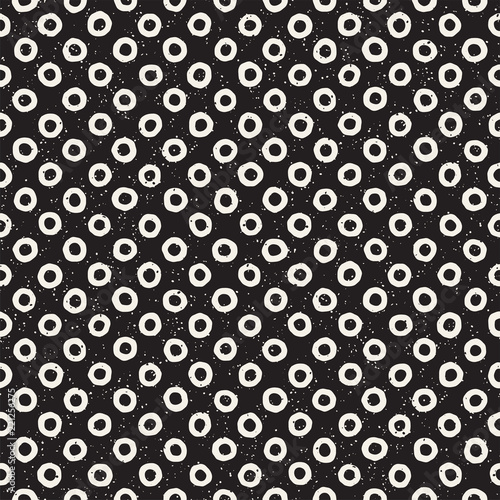 Hand drawn seamless pattern. Abstract geometric shapes background in black and white. Vector ethnic grungy texture.