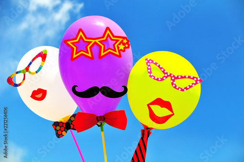 colorful balloons with face carnival birthday party