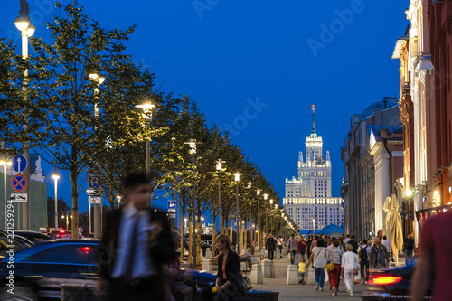 Moscow, Russia - September, 5, 2018: street in a center of Moscow at night