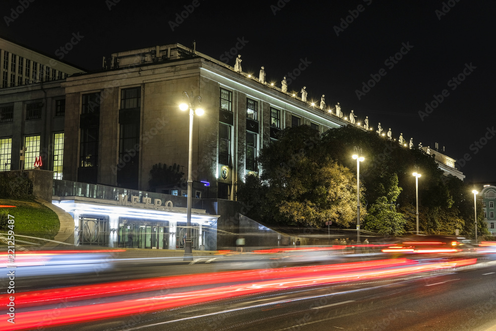 Moscow, Russia - September, 6, 2018: night traffic in Moscow, Russia Moscow, Russia - September, 6, 2018: night traffic in Moscow, Russia