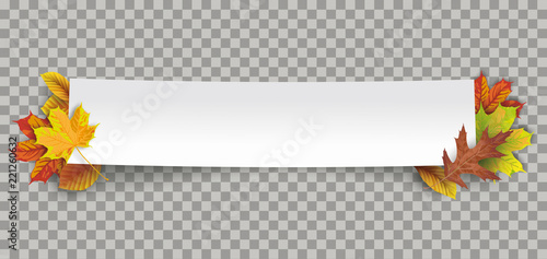Paper Banner Autumn Foliage Transparent