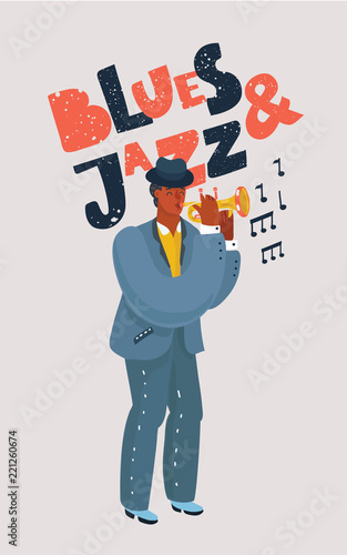 Colorful trumpeter character.