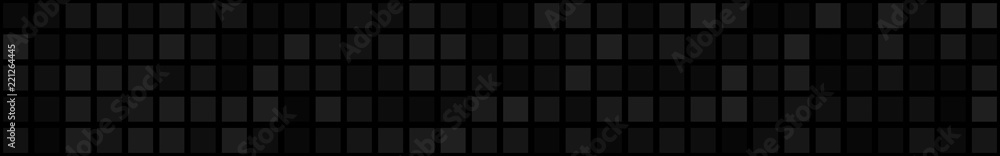 Abstract horizontal banner or background of big squares or pixels in black colors.