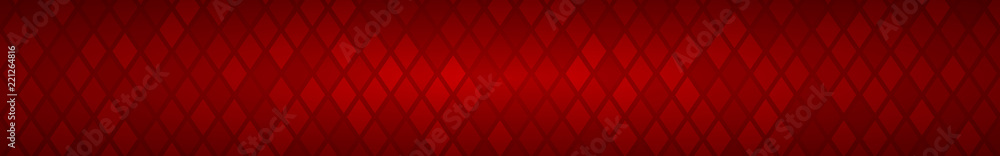 Abstract horizontal banner or background of small rhombuses in red colors.