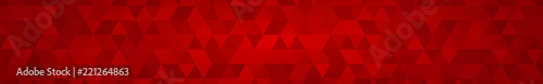 Abstract horizontal banner or background of small triangles in red colors.