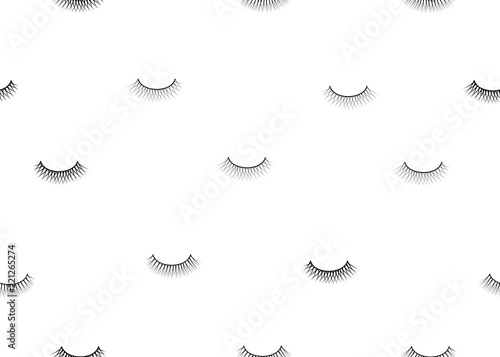 seamless pattern false eyelash. Background for the beauty salon. Decorative cosmetics and makeup. Closed eye.