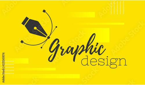 Graphic design. Pen tool cursor. Vector computer graphics. banner for designer or illustrator. The curve control points.