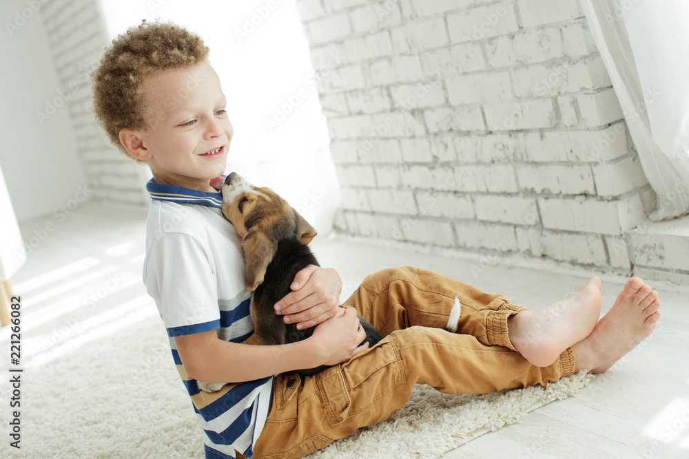 Obraz premium Child with a dog 