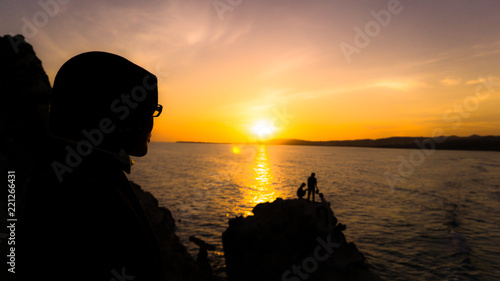 Hijab girl watch beautiful sunset