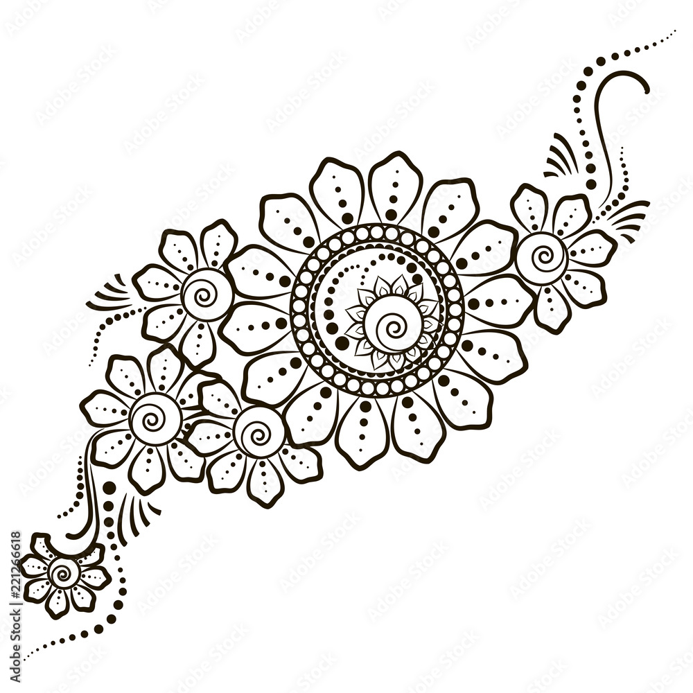 Black floral pattern mehendi Black floral pattern mehendi