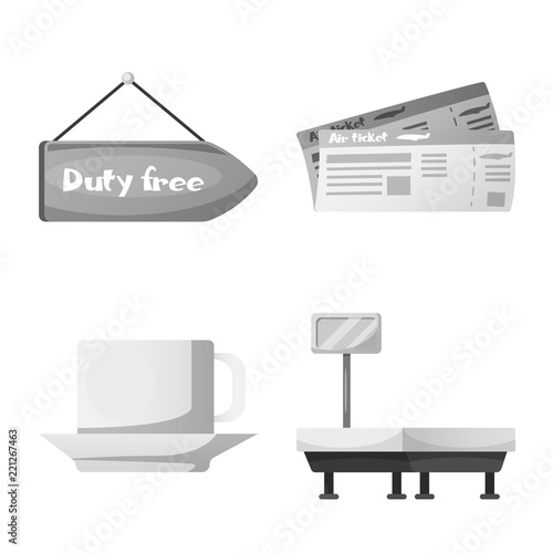 Isolated object of airport and airplane symbol. Set of airport and plane stock symbol for web.