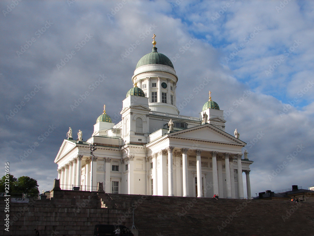 Cathedral of Helsinki on background of the blue sky