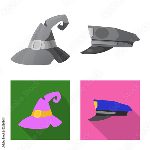 Vector design of headwear and cap icon. Set of headwear and accessory vector icon for stock.