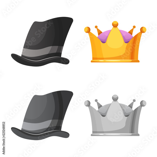Isolated object of headwear and cap symbol. Set of headwear and accessory vector icon for stock.