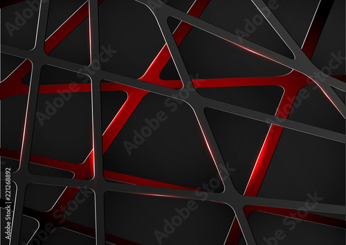 Abstract digital technology future metal red cyber space background template vector
