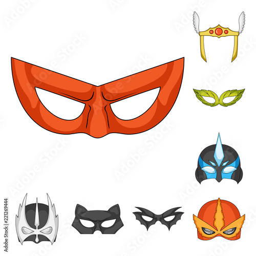 Vector design of hero and mask symbol. Set of hero and superhero stock vector illustration.
