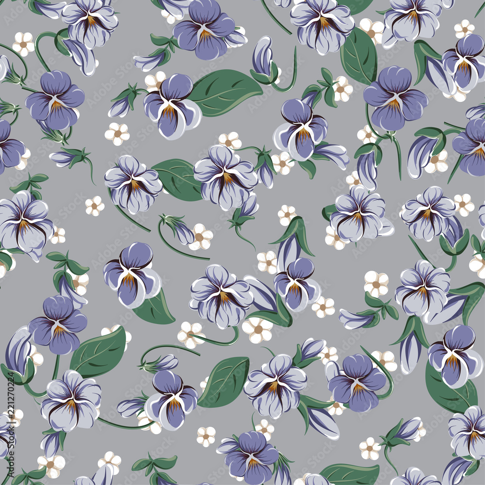 drawing of seamless pattern with viola flowers drawing of seamless pattern with viola flowers