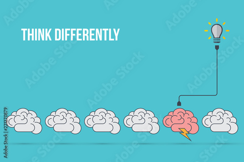 Think differently - Being different, standing out from the crowd -The graphic of brain also represents the concept of individuality , confidence, uniqueness, innovation, creativity.