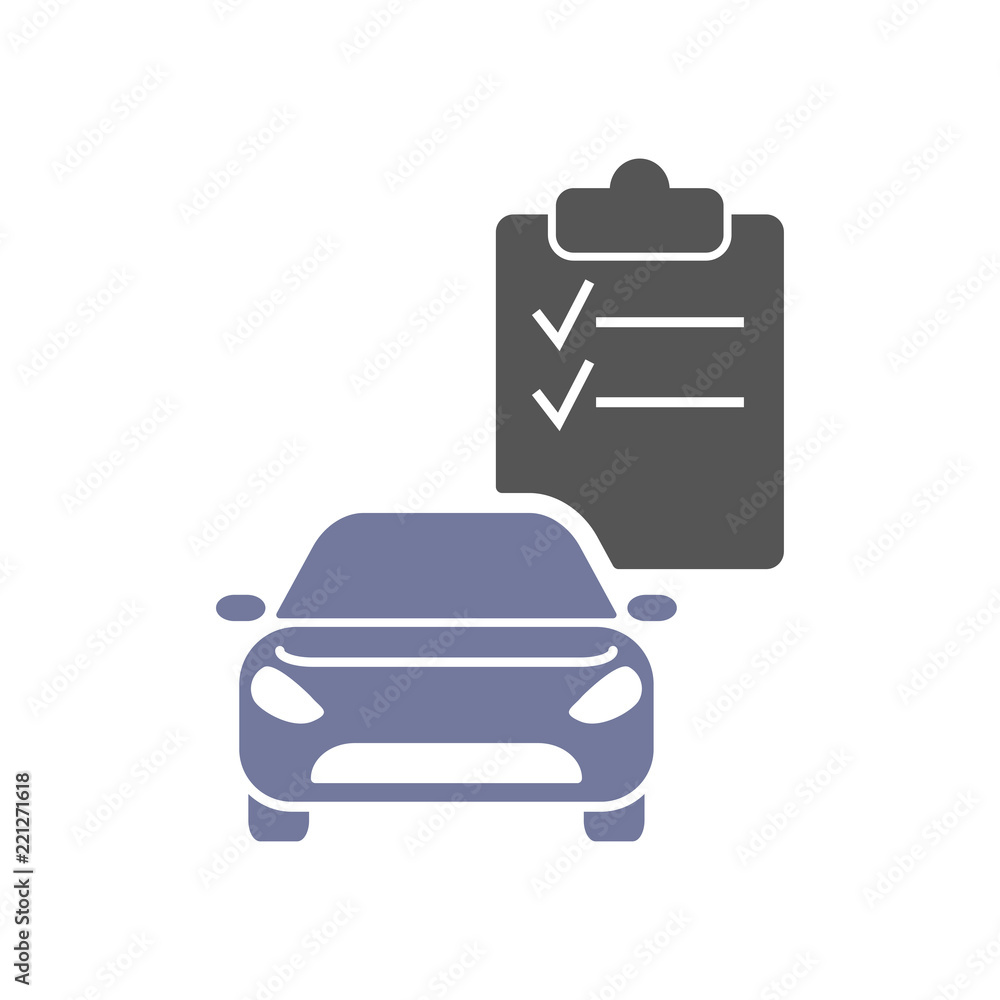 Car Diagnostics Icon Vector. Checklist and car Car Diagnostics Icon Vector. Checklist and car